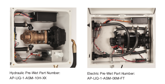 A combined image that shows to pre-wet package options that are available.